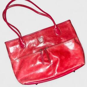 Giani Bernini Vintage Red Leather Small Tote Handbag